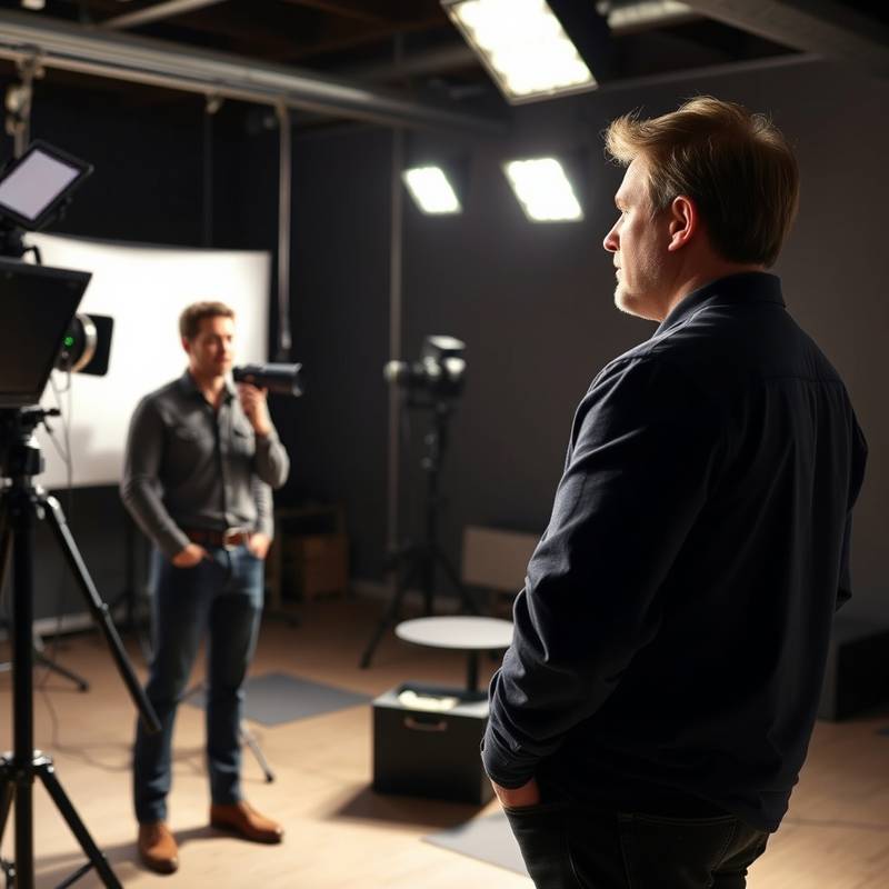 Een acteur doet auditie voor een casting directeur in een studio
