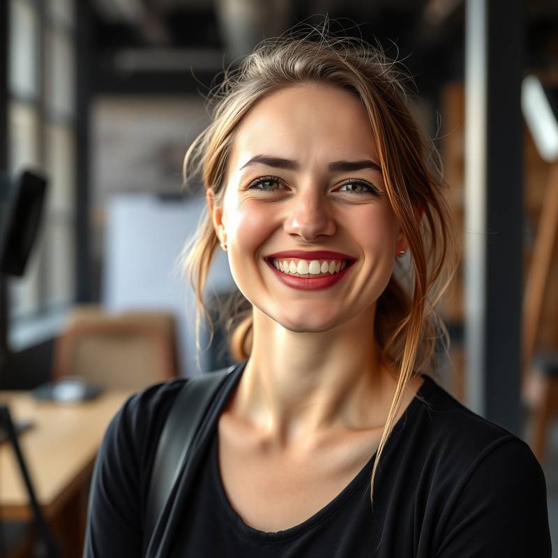 Lieke Jansen straalt op de set van een commercial, na haar opleiding aan Acteerschool Amsterdam.